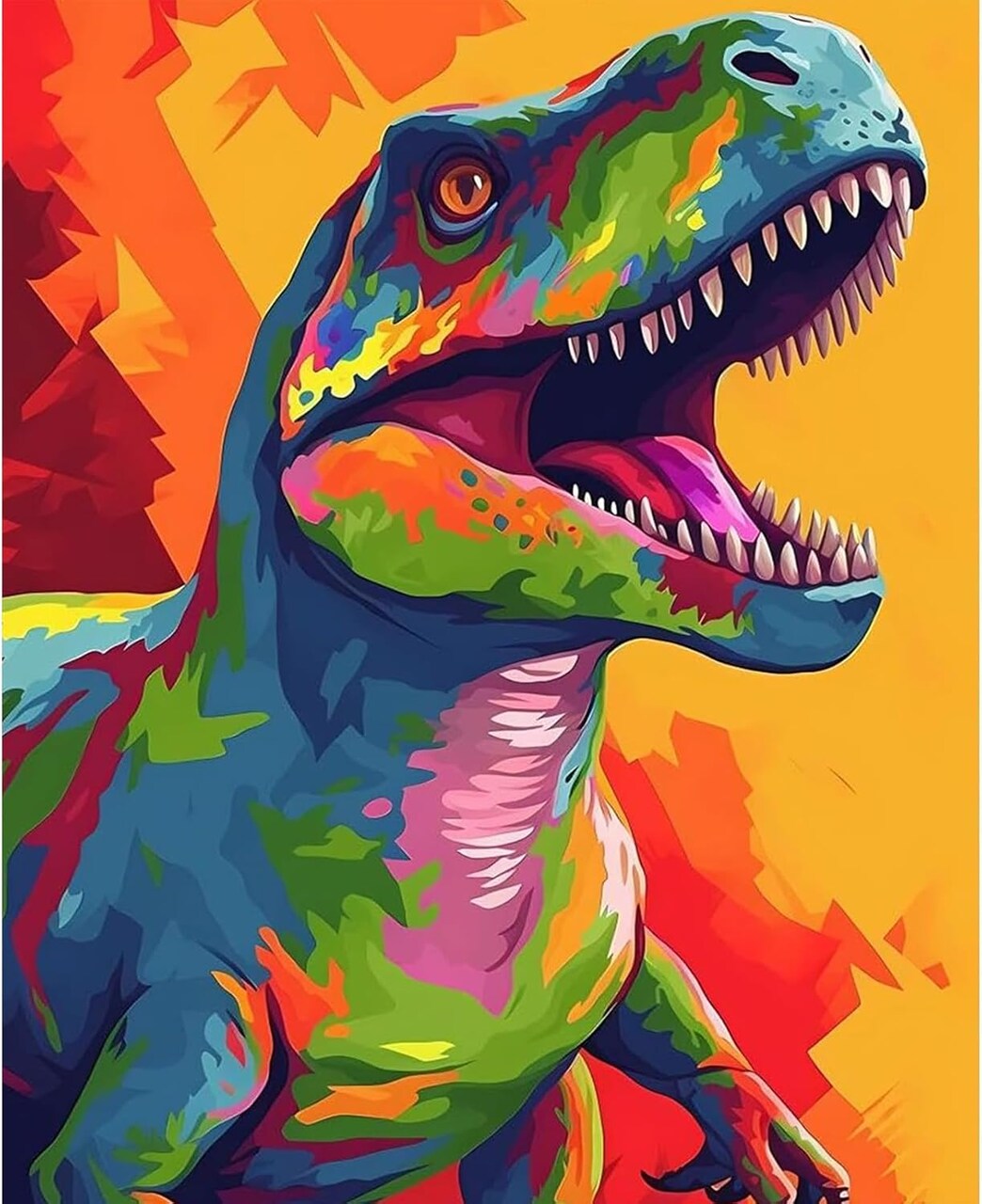 Colorful Dinosaur Paint by Numbers for Adults Beginner, Animal Paint by Number Kits, DIY Oil Painting Paint by Number Kits on Canvas Arts Craft for Home Wall Decor 16x20 Inch